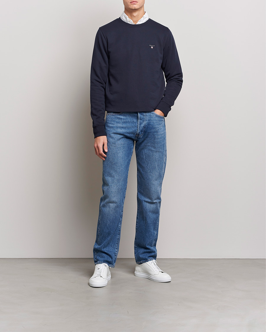 Homme | Pulls Et Tricots | GANT | Original Shield Logo Crew Neck Sweatshirt Evening Blue