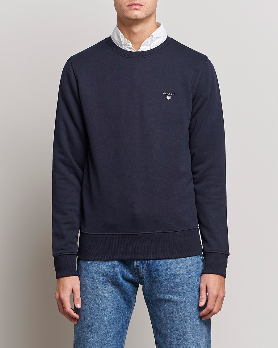 Homme | Pulls Et Tricots | GANT | Original Shield Logo Crew Neck Sweatshirt Evening Blue