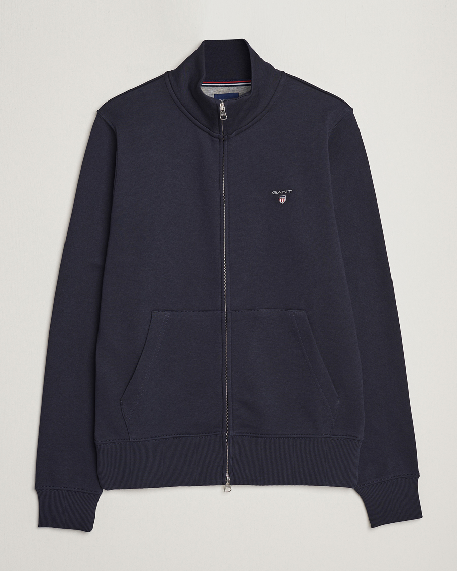 Homme | Pulls Et Tricots | GANT | Original Shield Logo Full-Zip Sweater Evening Blue