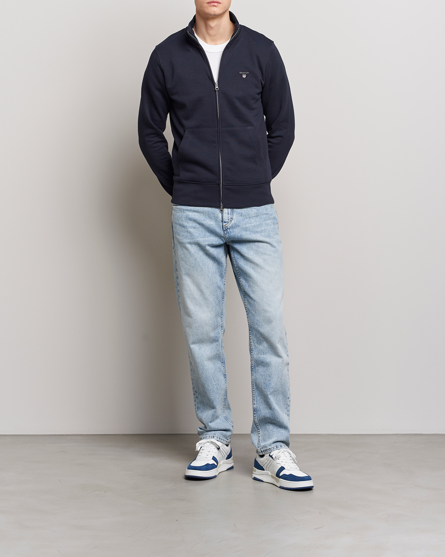Homme | Pulls Et Tricots | GANT | Original Shield Logo Full-Zip Sweater Evening Blue