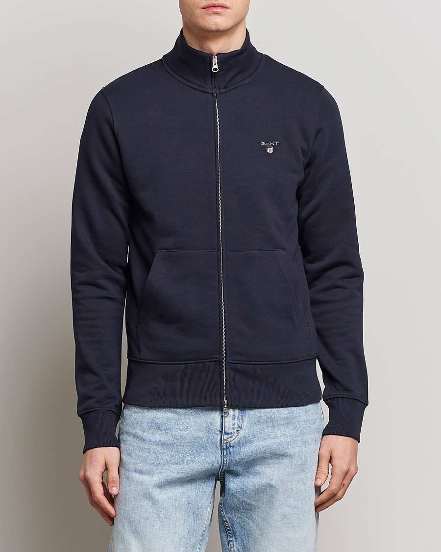 Homme | Pulls Et Tricots | GANT | Original Shield Logo Full-Zip Sweater Evening Blue