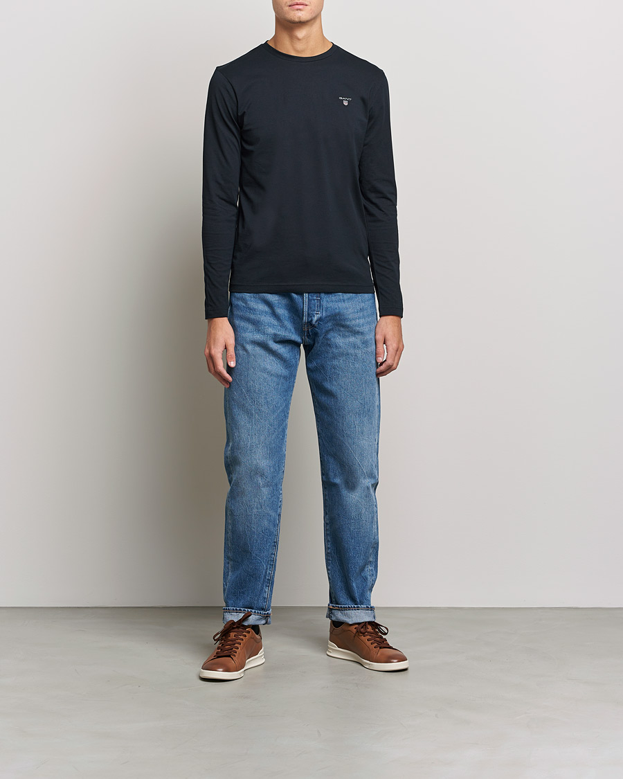 Homme | T-shirts | GANT | The Original Long Sleeve T-shirt Black
