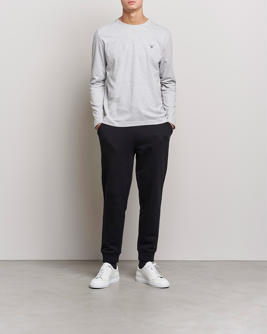 Homme | T-shirts | GANT | The Original Long Sleeve T-shirt Light Grey Melange