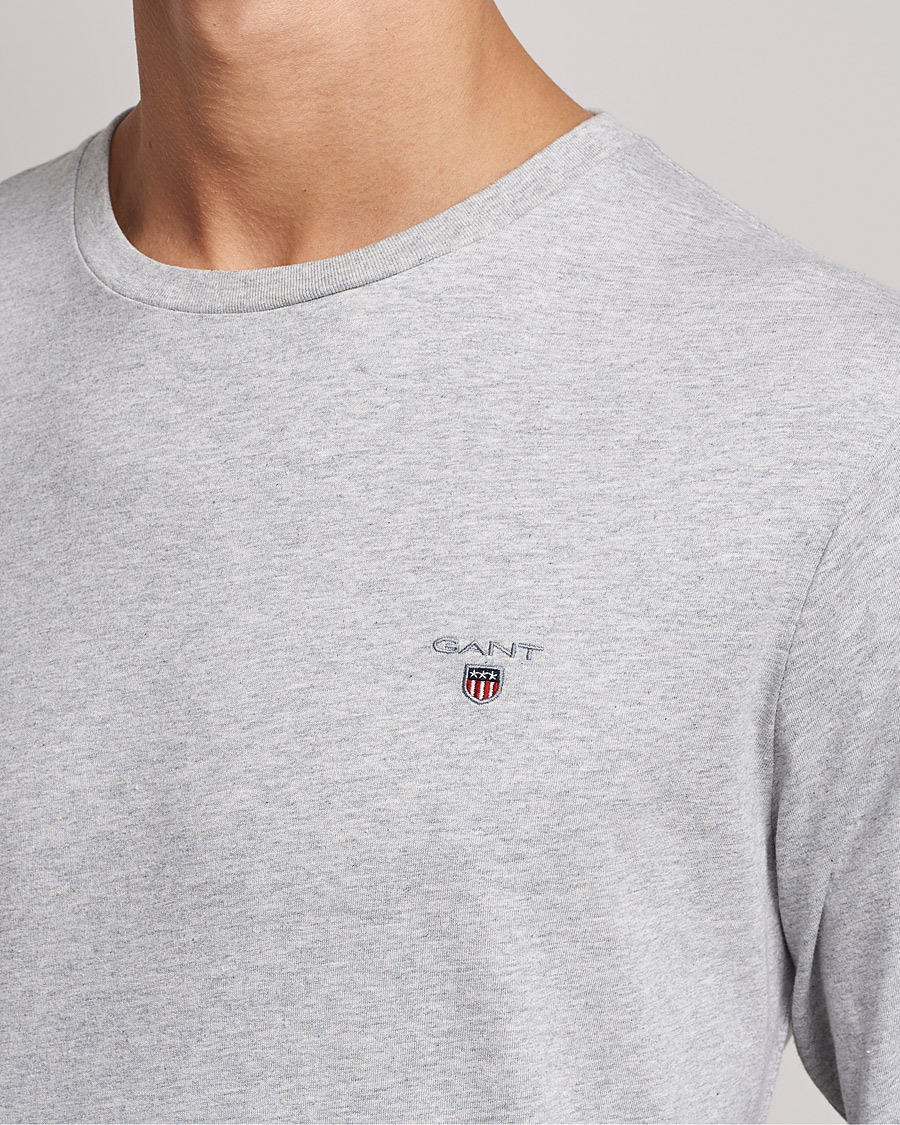 Homme | T-shirts | GANT | The Original Long Sleeve T-shirt Light Grey Melange