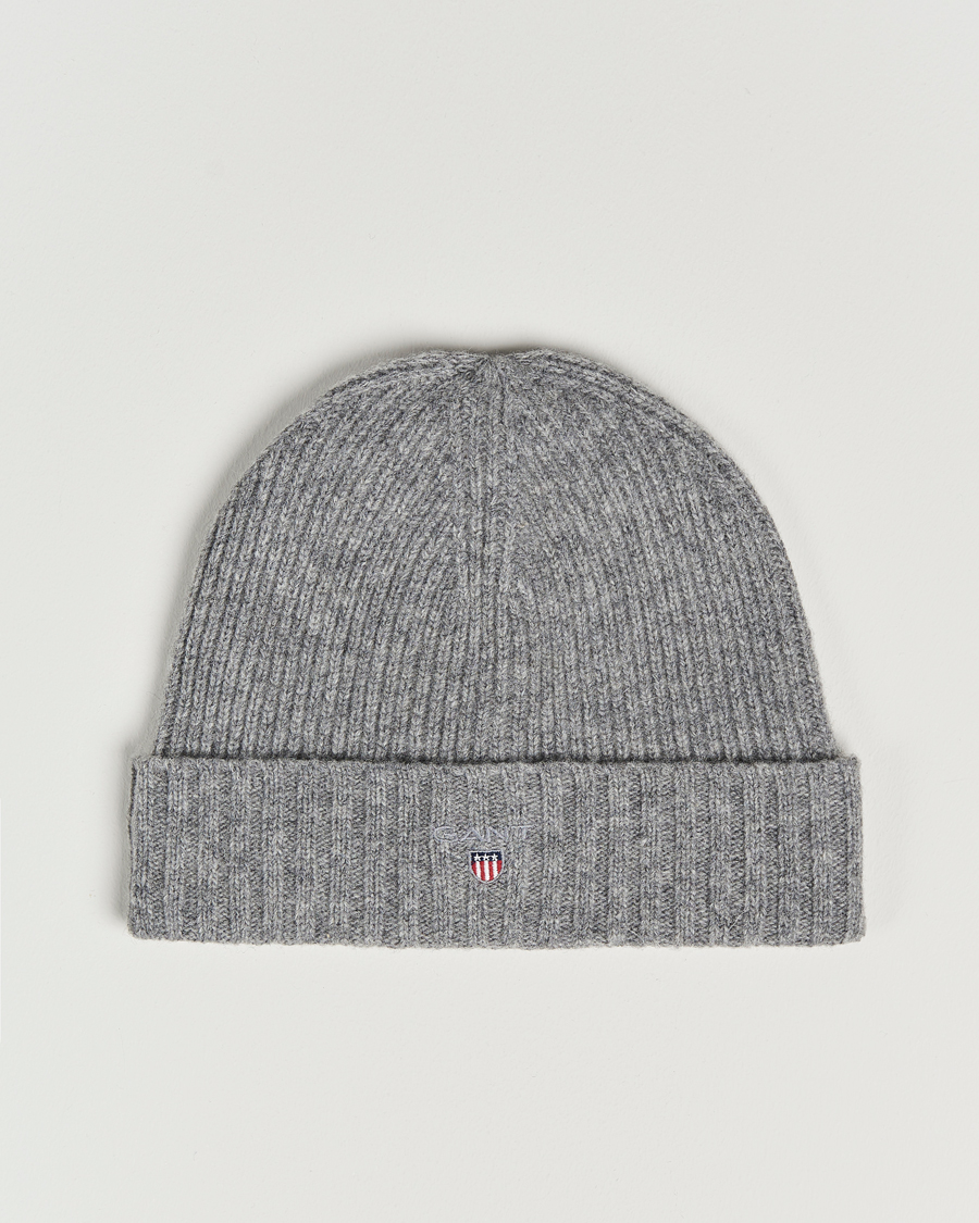 Homme | GANT Wool Lined Beanie Dark Grey Melange | GANT | Wool Lined Beanie Dark Grey Melange