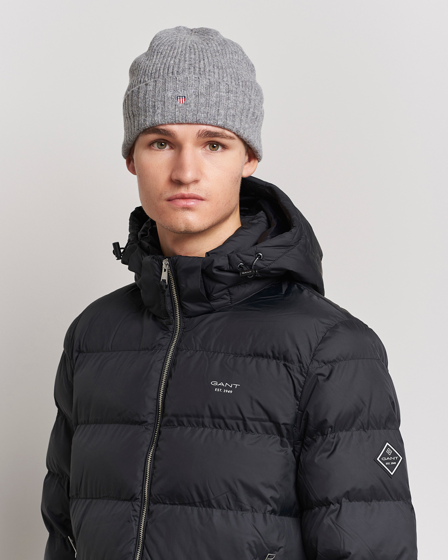 Homme | GANT Wool Lined Beanie Dark Grey Melange | GANT | Wool Lined Beanie Dark Grey Melange