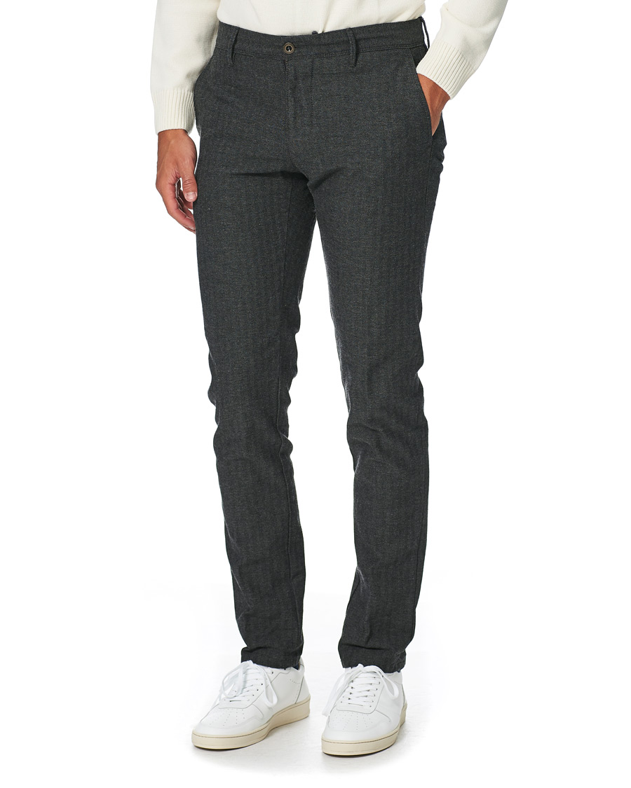 Homme | Pantalons | Incotex | Slim Fit Cotton/Wool Herringbone Slacks Grey