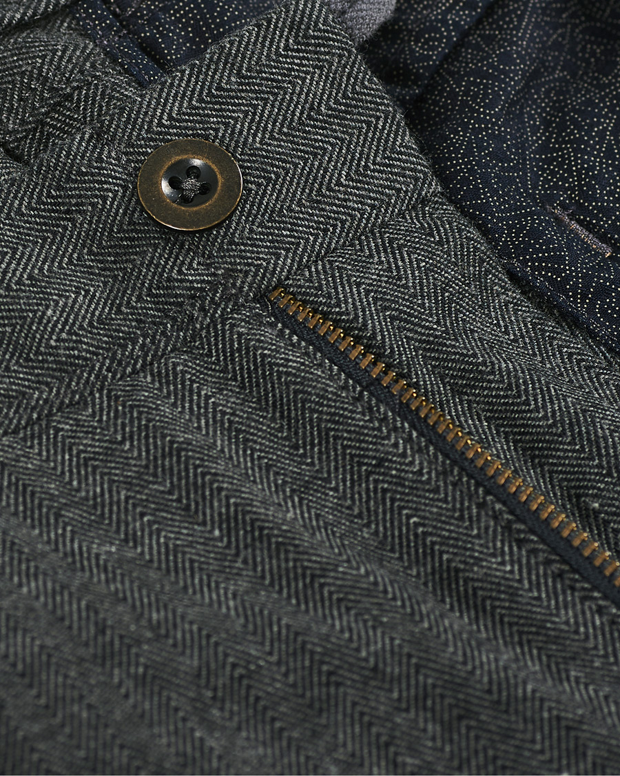 Homme | Pantalons | Incotex | Slim Fit Cotton/Wool Herringbone Slacks Grey