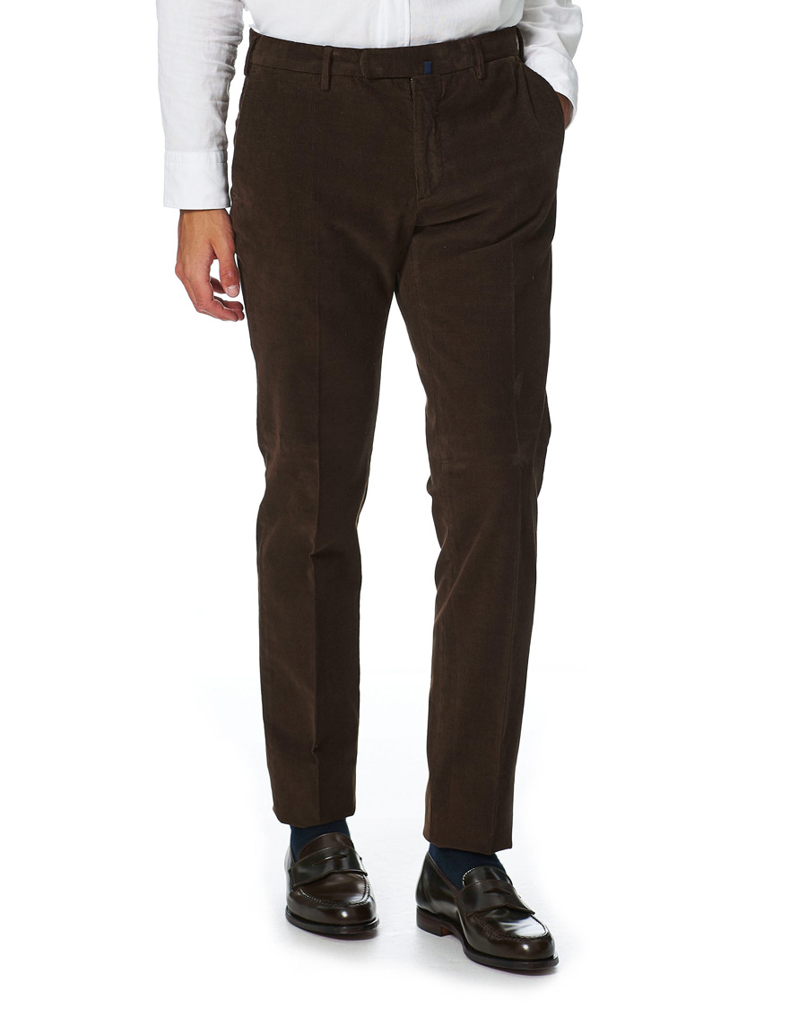 Homme | Pantalons | Incotex | Slim Fit Corduroy Trousers Dark Brown