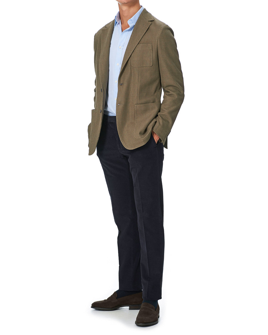 Homme | Pantalons | Incotex | Slim Fit Corduroy Trousers Navy