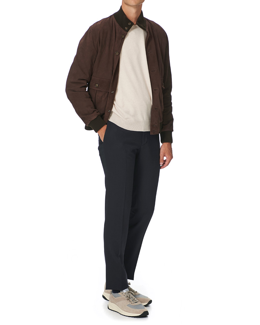 Homme | Pantalons | Incotex | Slim Fit Washable Flannel Trousers Navy