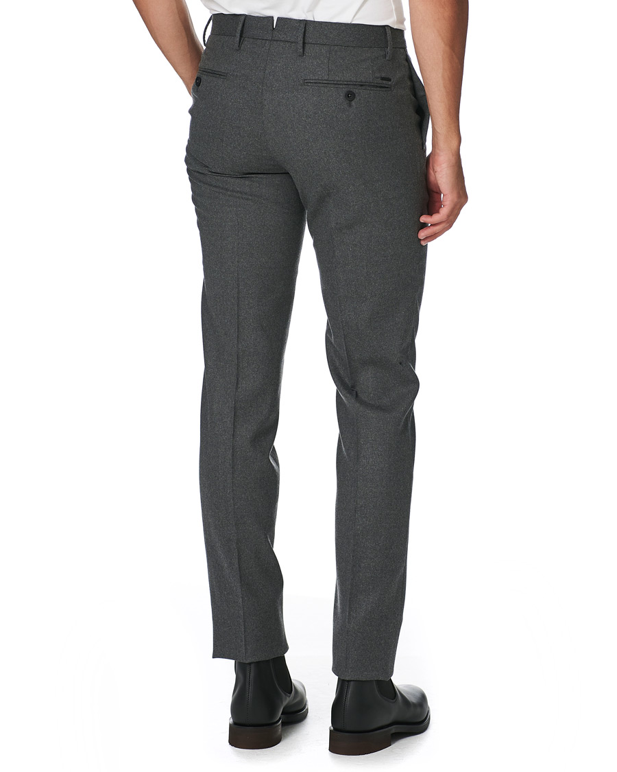 Homme | Pantalons | Incotex | Slim Fit Washable Flannel Trousers Grey Melange