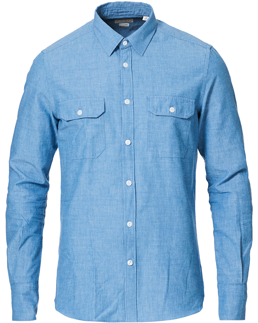 Homme | Chemises | Slowear | Winter Chambray Double Pocket Shirt Light Blue