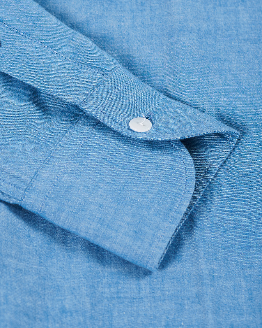 Homme | Chemises | Slowear | Winter Chambray Double Pocket Shirt Light Blue