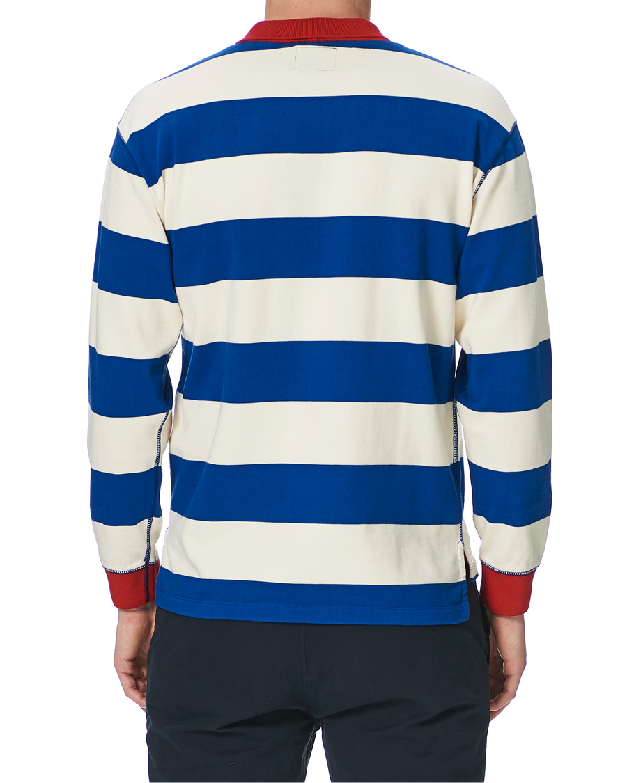 Homme | T-shirts | Drake's | Mock Collar Long Sleeve Tee Blue/White