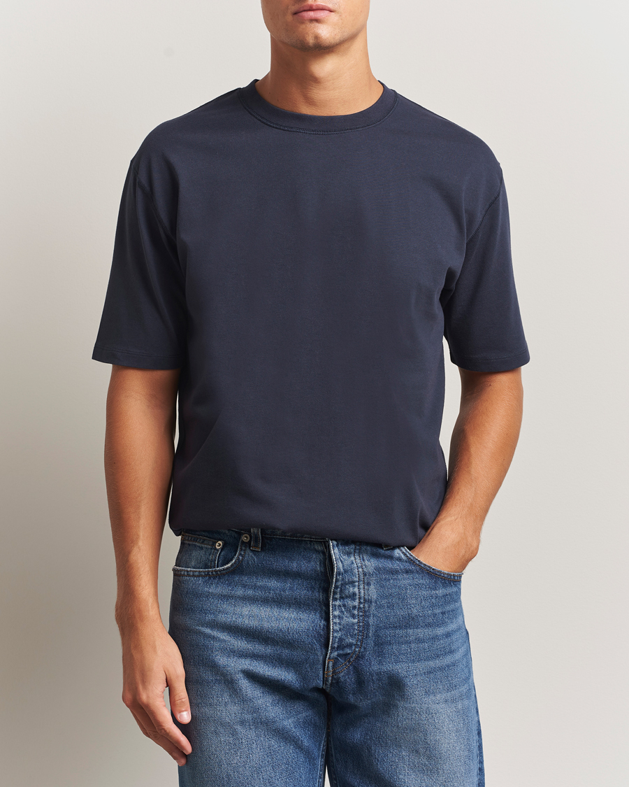 Homme | T-shirts | Drake's | Short Sleeve Hiking T-Shirt Navy