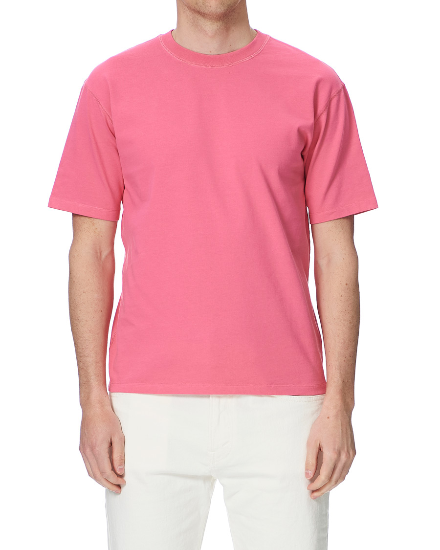Homme | T-shirts | Drake's | Cotton Crew Neck Hiking Tee Fuschia