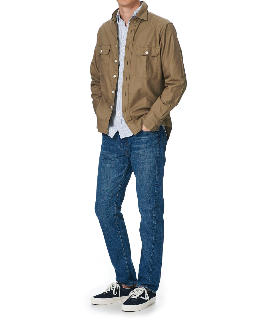 Homme | Chemises | Drake's | Two Pocket Cotton Work Shirt Khaki