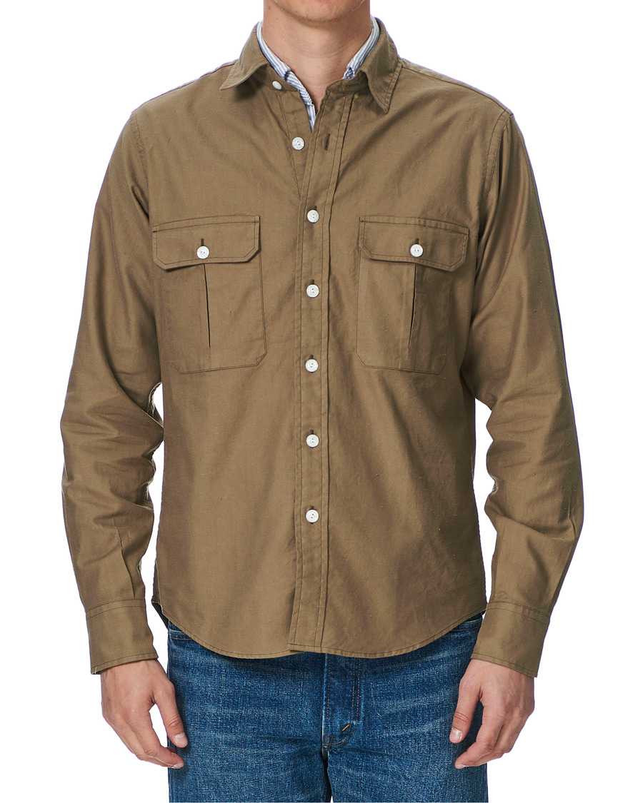 Homme | Chemises | Drake's | Two Pocket Cotton Work Shirt Khaki