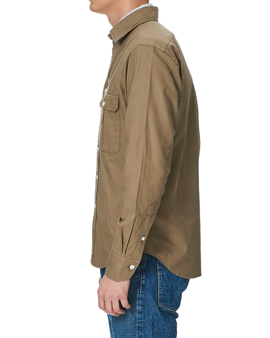 Homme | Chemises | Drake's | Two Pocket Cotton Work Shirt Khaki