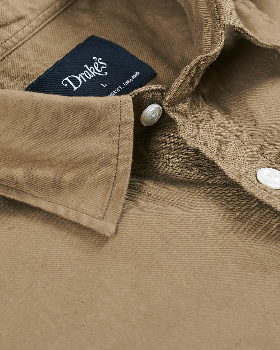 Homme | Chemises | Drake's | Two Pocket Cotton Work Shirt Khaki