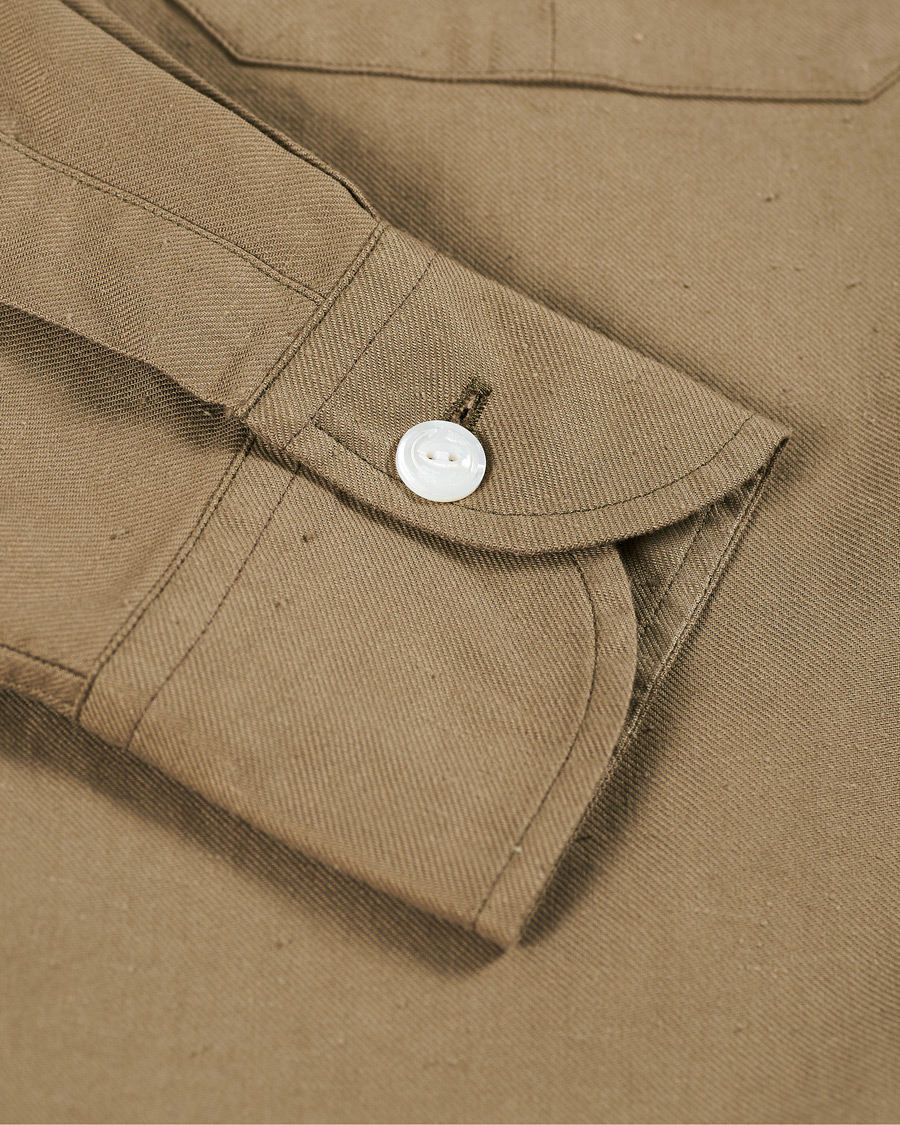 Homme | Chemises | Drake's | Two Pocket Cotton Work Shirt Khaki
