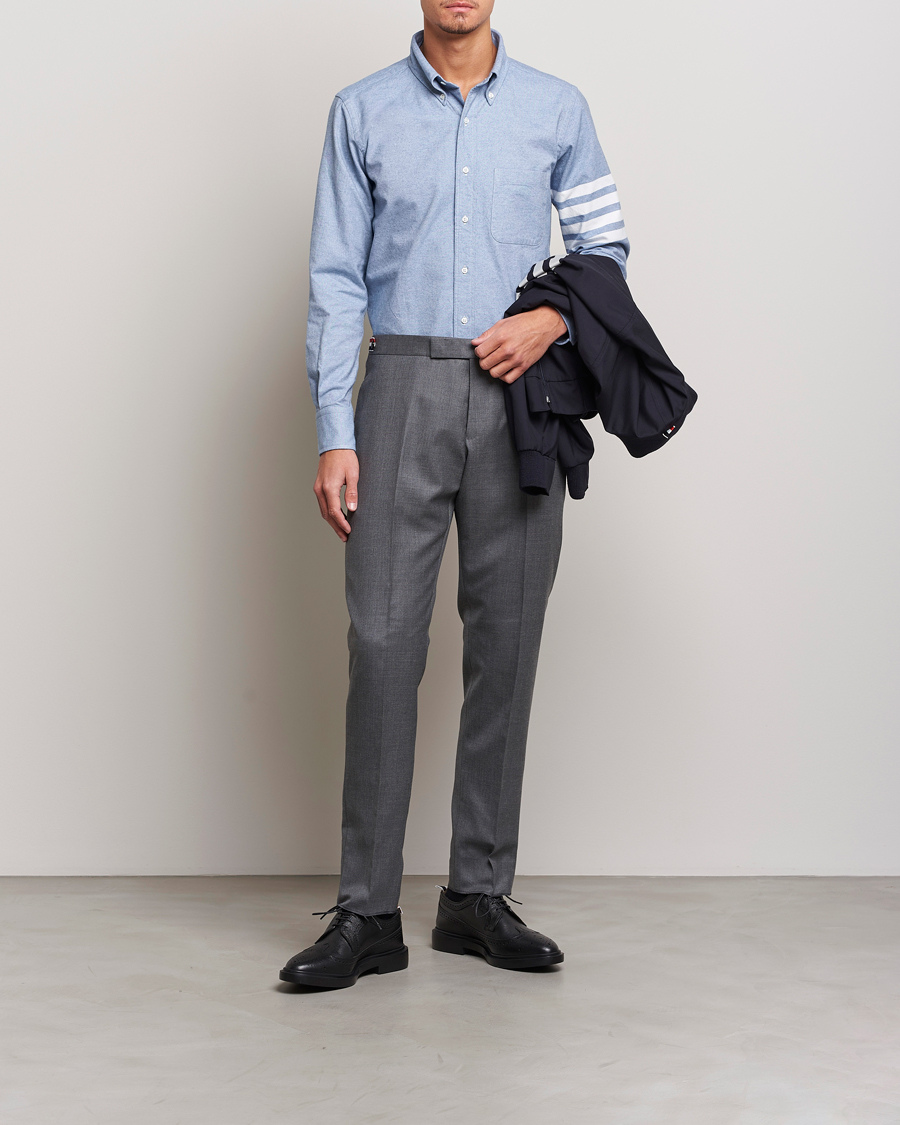 Homme | Chemises | Thom Browne | 4-Bar Flannel Shirt Light Blue