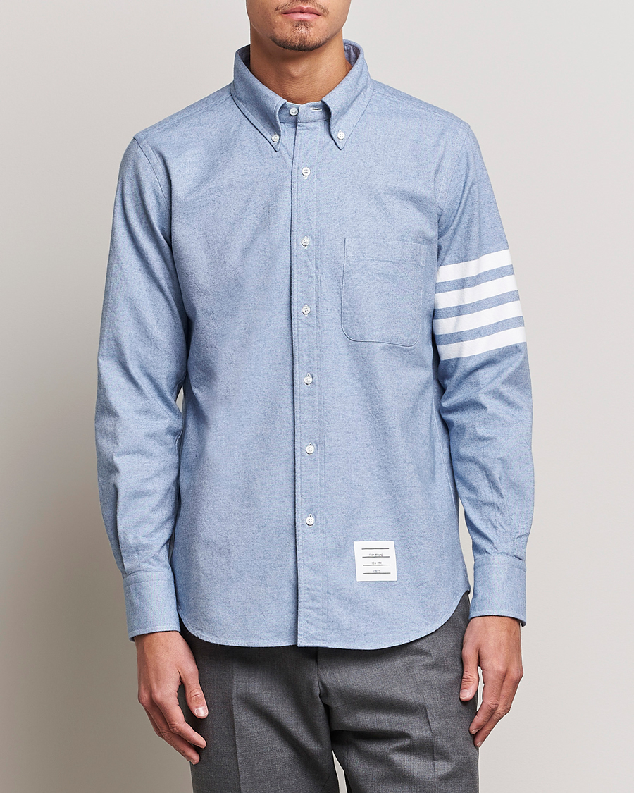 Homme | Chemises | Thom Browne | 4-Bar Flannel Shirt Light Blue