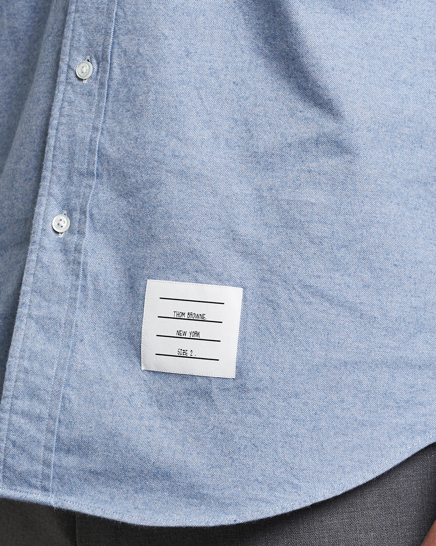 Homme | Chemises | Thom Browne | 4-Bar Flannel Shirt Light Blue