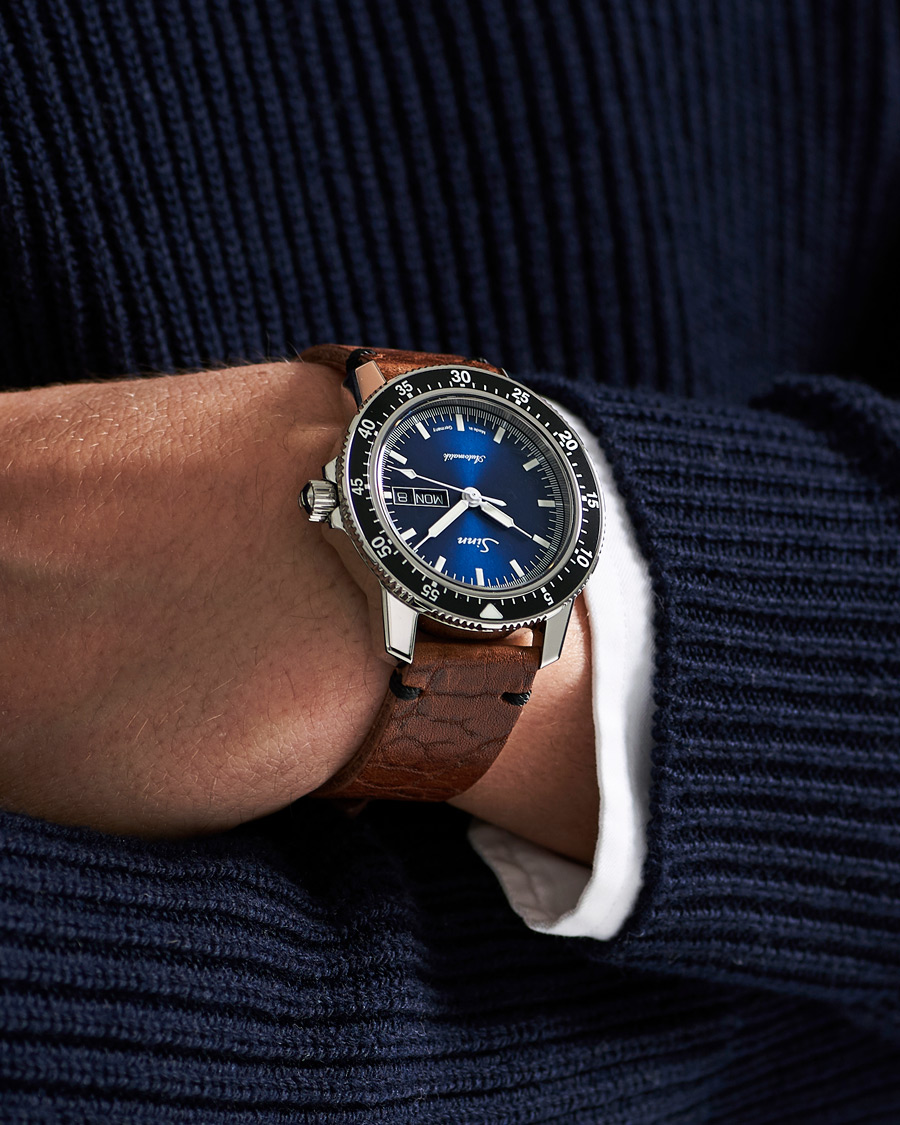 Homme | Fine watches | Sinn | 104 I B Pilot Watch 41mm Leather Strap Dark Blue