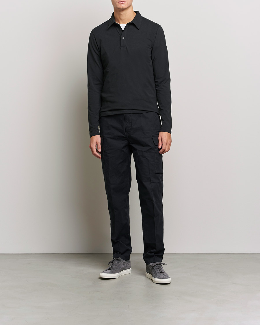 Homme | Pulls Et Tricots | Bread & Boxers | Long Sleeve Jersey Polo Black
