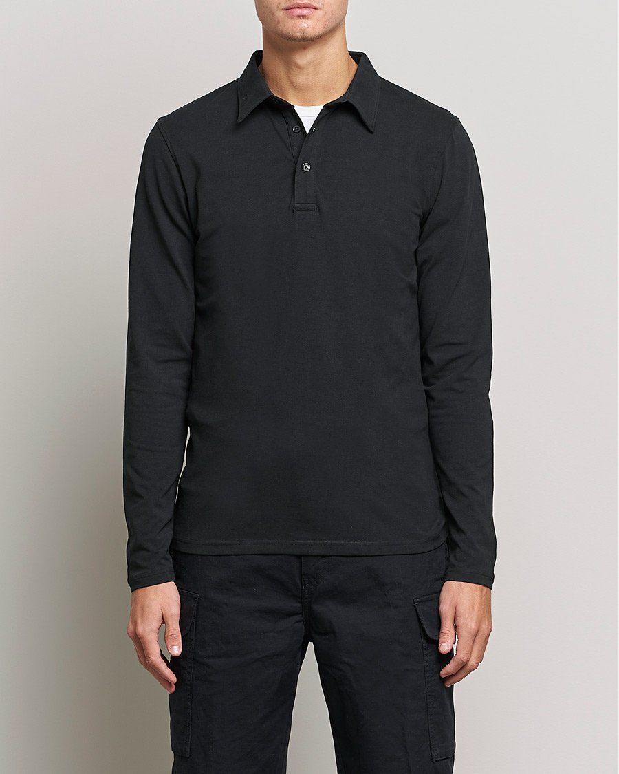 Homme | Pulls Et Tricots | Bread & Boxers | Long Sleeve Jersey Polo Black