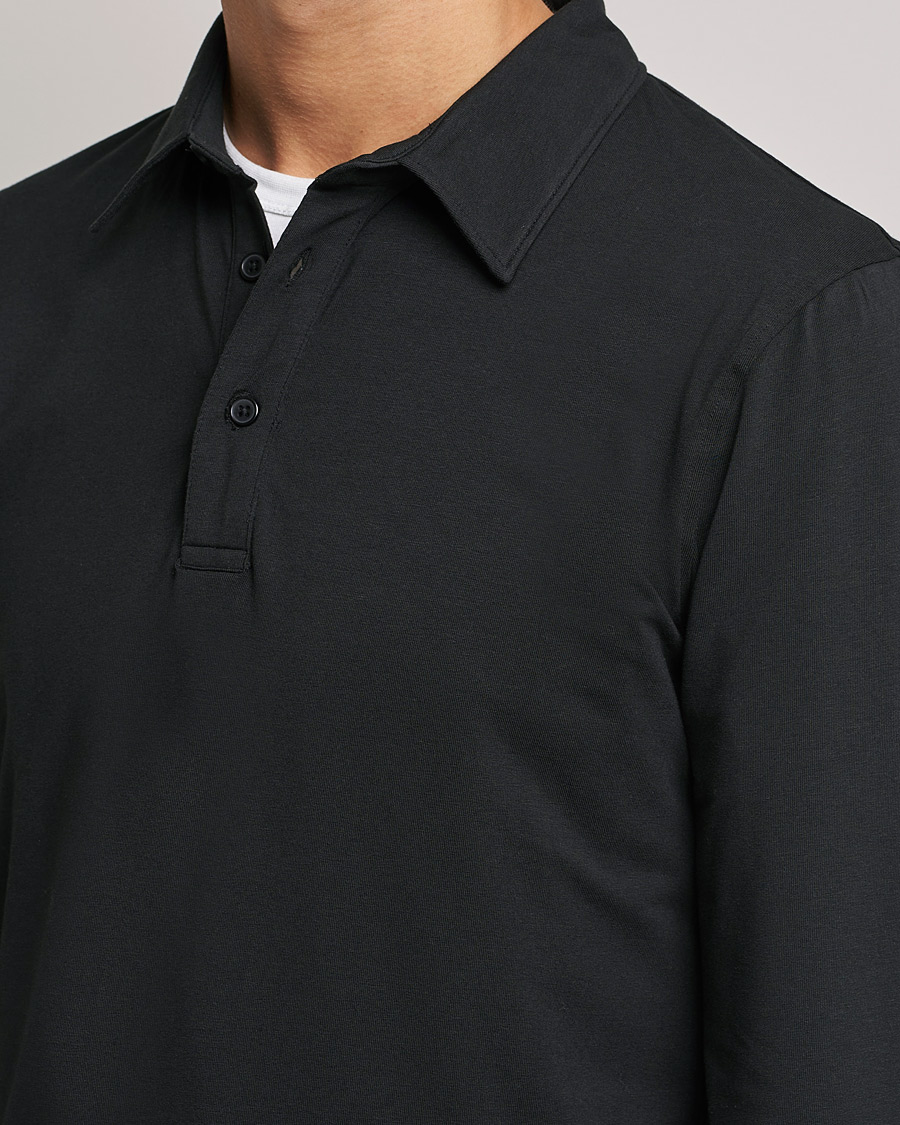 Homme | Pulls Et Tricots | Bread & Boxers | Long Sleeve Jersey Polo Black