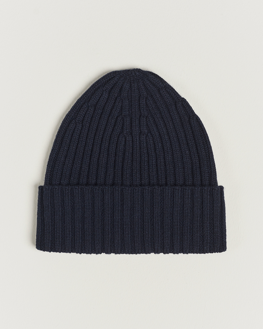 Homme | Bonnets | Piacenza Cashmere | Ribbed Cashmere Beanie Navy