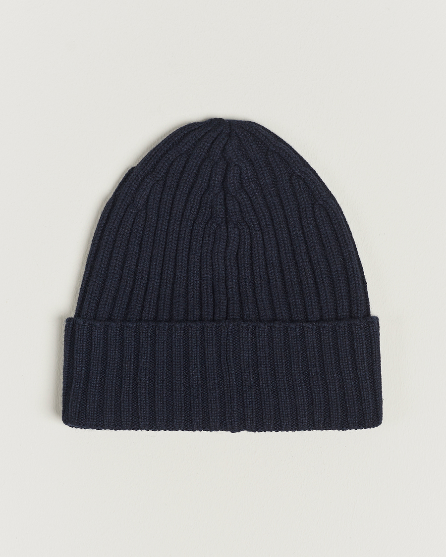 Homme | Bonnets | Piacenza Cashmere | Ribbed Cashmere Beanie Navy