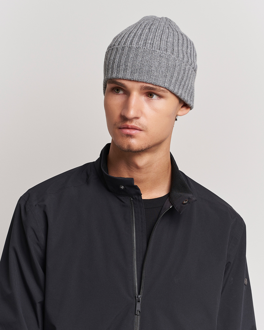 Homme | Bonnets | Piacenza Cashmere | Ribbed Cashmere Beanie Grey Melange