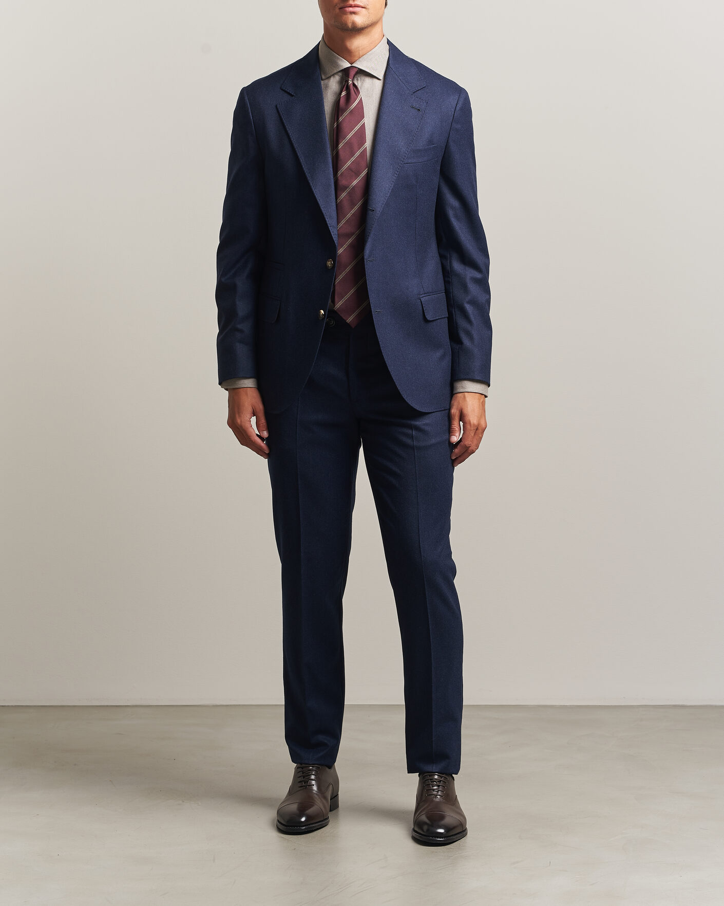 Homme | Pantalons | Brunello Cucinelli | Slim Fit Flannel Trousers Navy