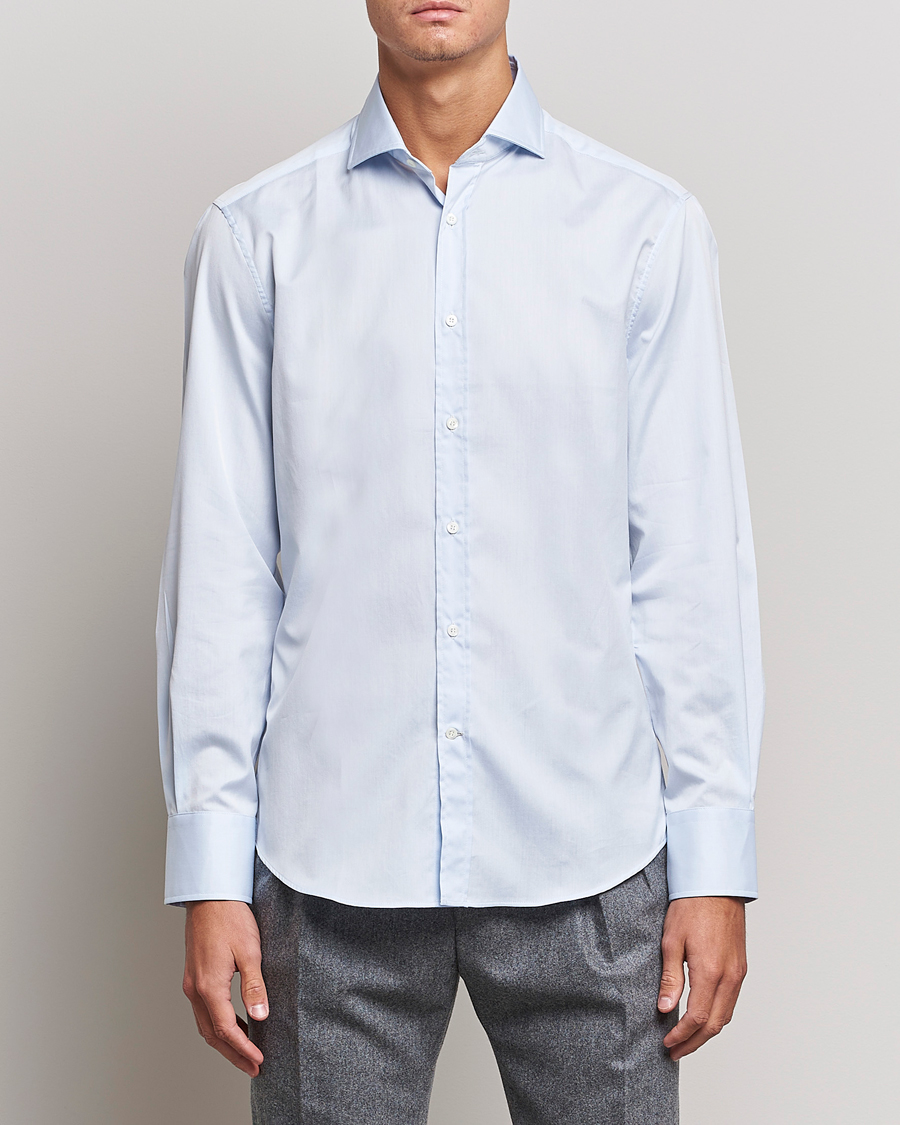 Homme | Chemises | Brunello Cucinelli | Slim Fit Poplin Shirt Light Blue