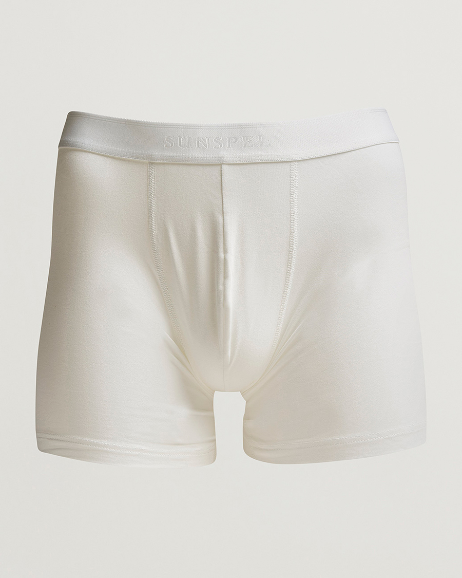 Homme | Sous-Vêtements Et Chaussettes | Sunspel | Long Leg Cotton Stretch Trunk White