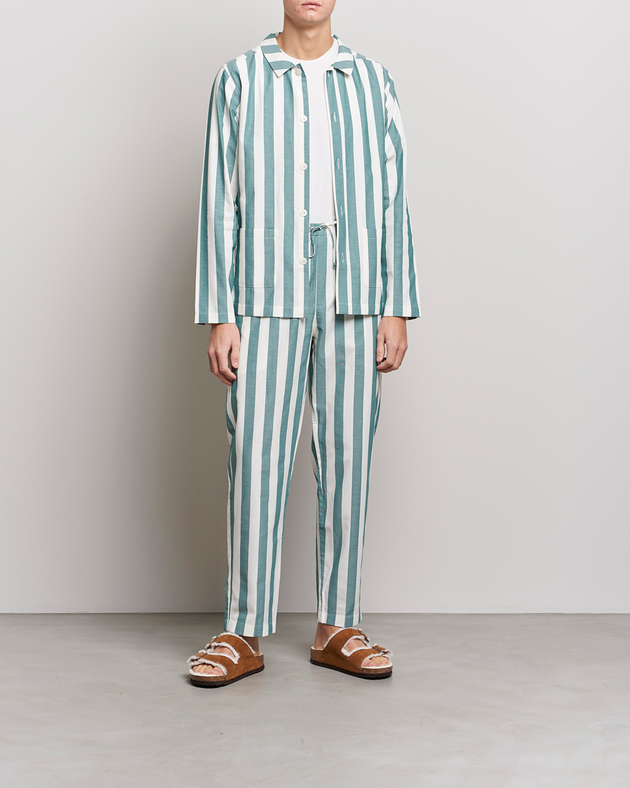 Homme | Peignoirs Et Pyjamas | Nufferton | Uno Striped Pyjama Set Green/White