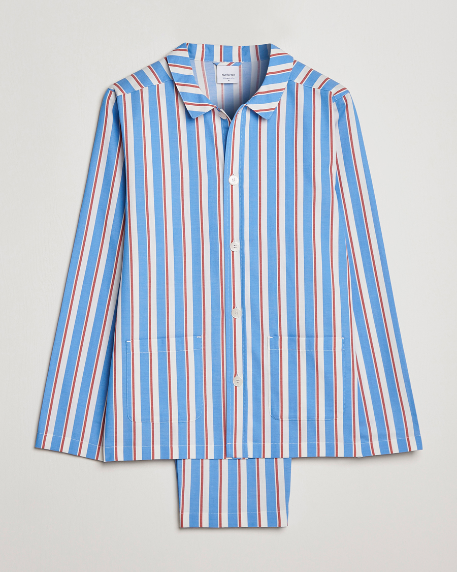 Homme | Peignoirs Et Pyjamas | Nufferton | Uno Triple Striped Pyjama Set Blue/White/Red