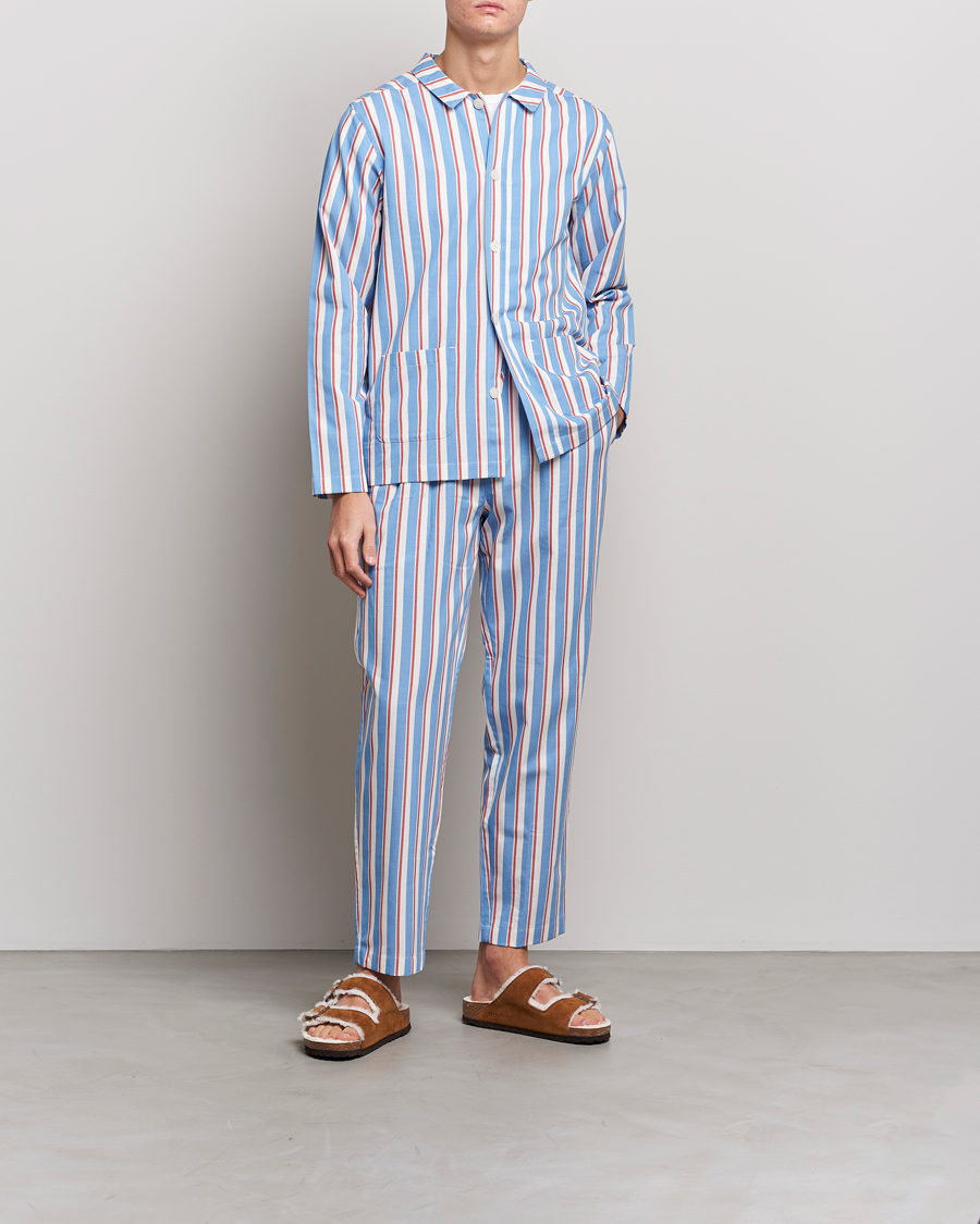 Homme | Peignoirs Et Pyjamas | Nufferton | Uno Triple Striped Pyjama Set Blue/White/Red