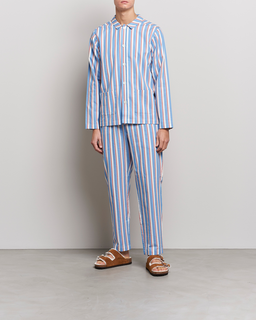 Homme | Peignoirs Et Pyjamas | Nufferton | Uno Triple Striped Pyjama Set Blue/White/Red