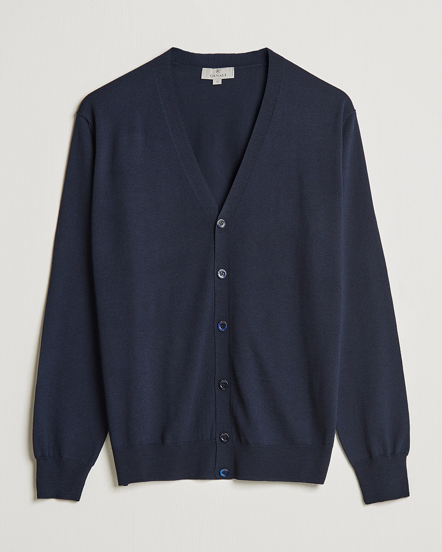 Homme | Pulls Et Tricots | Canali | Merino Wool Cardigan Navy