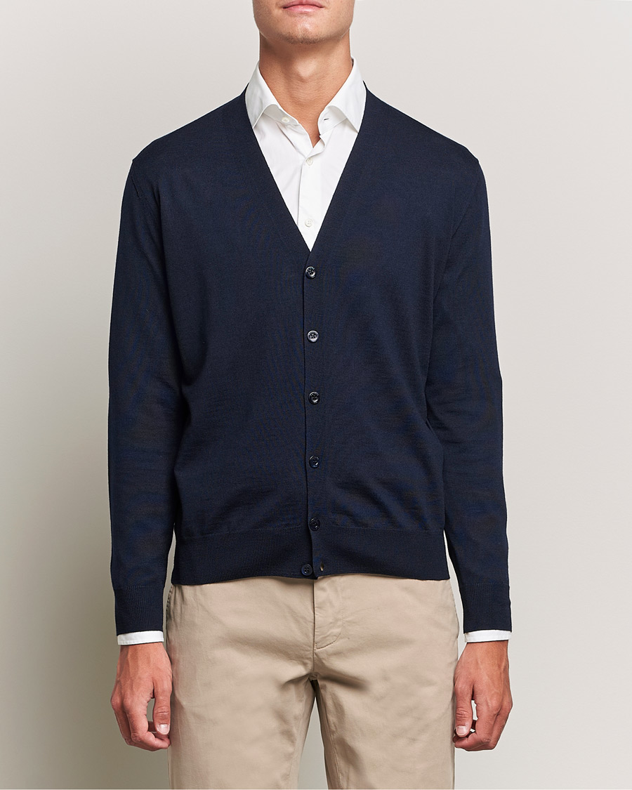 Homme | Pulls Et Tricots | Canali | Merino Wool Cardigan Navy