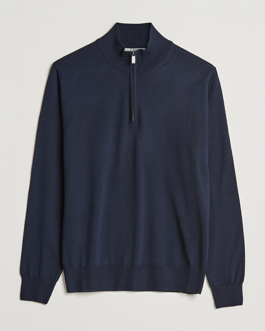 Homme | Pulls Et Tricots | Canali | Merino Wool Half Zip Navy