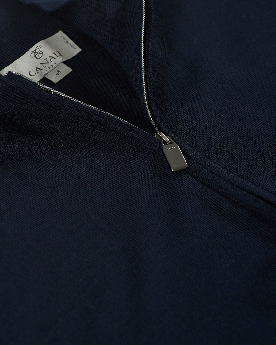 Homme | Pulls Et Tricots | Canali | Merino Wool Half Zip Navy