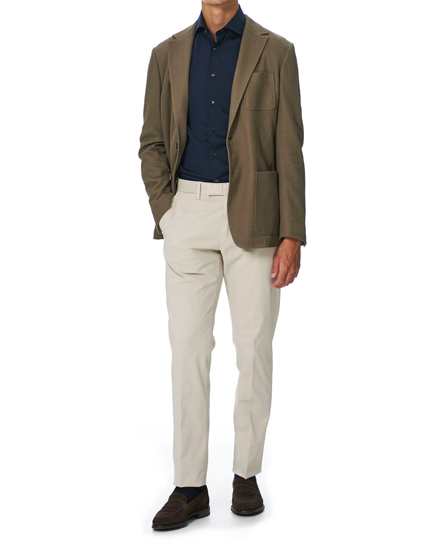 Homme | Chemises | Canali | Slim Fit Cut Away Stretch Shirt Navy