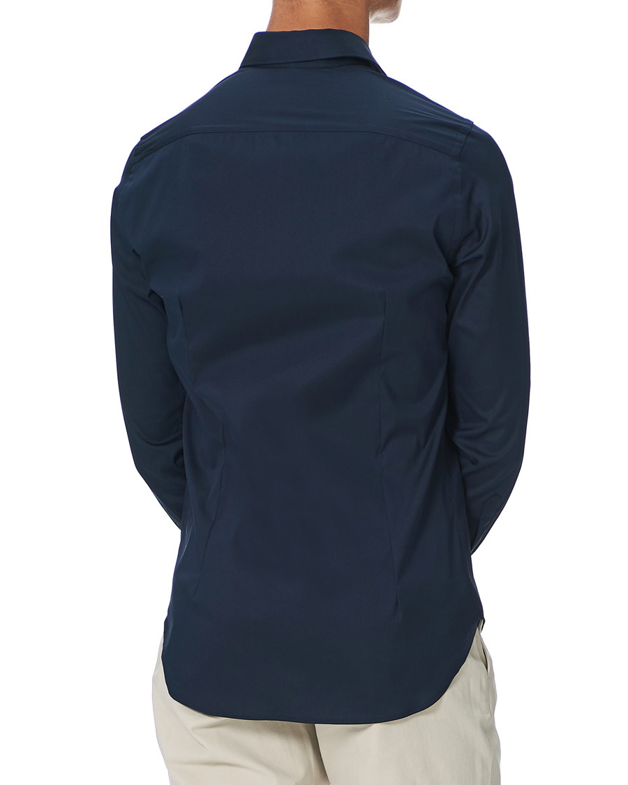 Homme | Chemises | Canali | Slim Fit Cut Away Stretch Shirt Navy