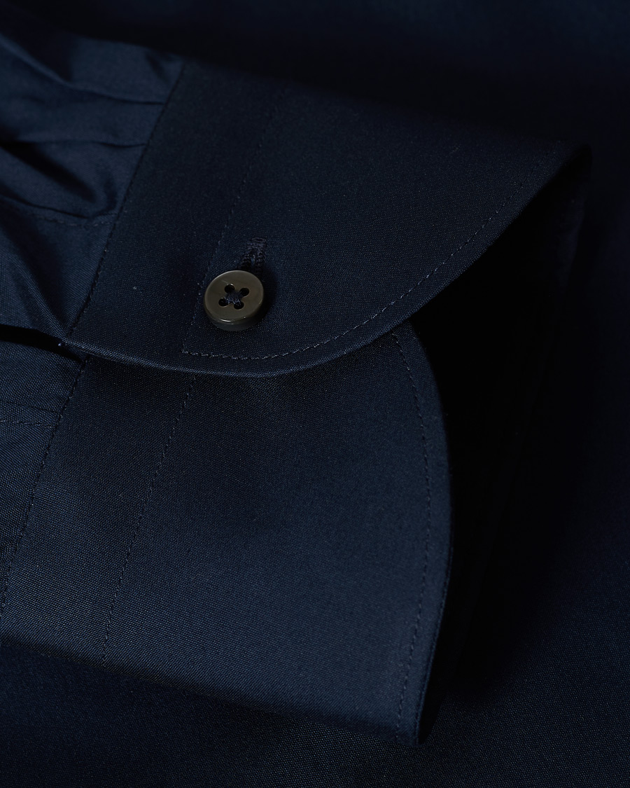 Homme | Chemises | Canali | Slim Fit Cut Away Stretch Shirt Navy